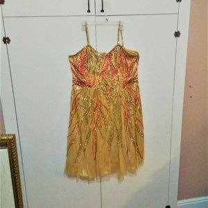 Gold Sequin Cocktail Dress SIZE 16/18